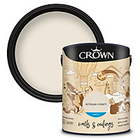 Crown Walls & Ceilings Matt Emulsion Paint Antique Cream - 5L