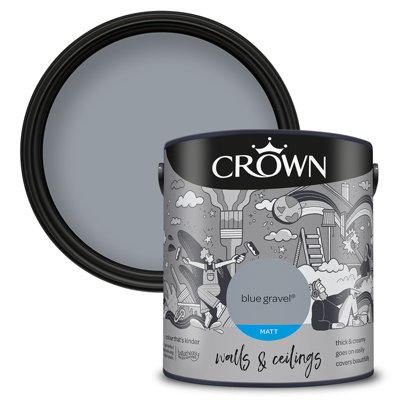 Crown Walls & Ceilings Matt Emulsion Paint Blue Gravel - 2.5L