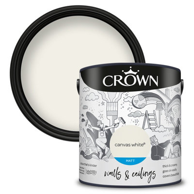 Crown Walls Ceilings Matt Emulsion Paint Canvas White 2.5L