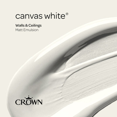 Crown Walls Ceilings Matt Emulsion Paint Canvas White 2.5L