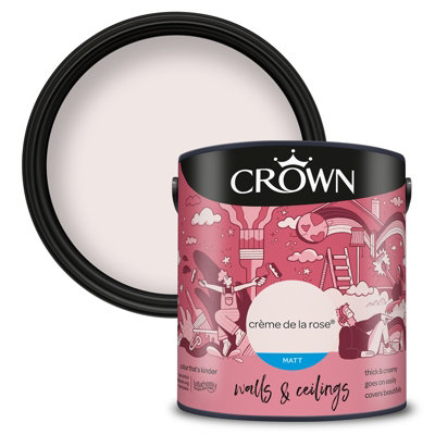 Crown Walls & Ceilings Matt Emulsion Paint Creme De La Rose - 2.5L