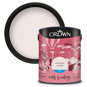 Crown Walls & Ceilings Matt Emulsion Paint Creme De La Rose - 5L