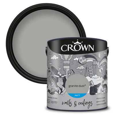 Crown Walls & Ceilings Matt Emulsion Paint Granite Dust - 2.5L