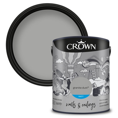 Crown Walls & Ceilings Matt Emulsion Paint Granite Dust - 5L