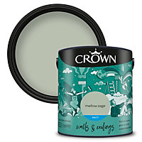 Crown Walls & Ceilings Matt Emulsion Paint Mellow Sage - 2.5L