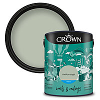 Crown Walls & Ceilings Matt Emulsion Paint Mellow Sage - 5L