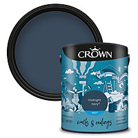Crown Walls & Ceilings Matt Emulsion Paint Midnight Navy - 5L