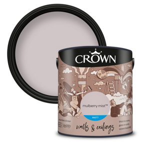 Crown Walls & Ceilings Matt Emulsion Paint Mulberry Mist - 2.5L