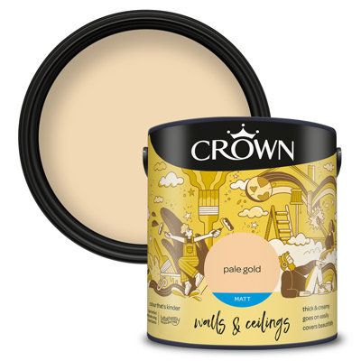 Crown Walls & Ceilings Matt Emulsion Paint Pale Gold - 2.5L