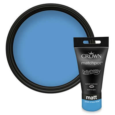 Crown Walls & Ceilings Matt Emulsion Paint PeekaBoo Blue 40ml DIY