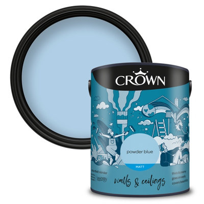 Crown Walls & Ceilings Matt Emulsion Paint Powder Blue - 5L | DIY at B&Q