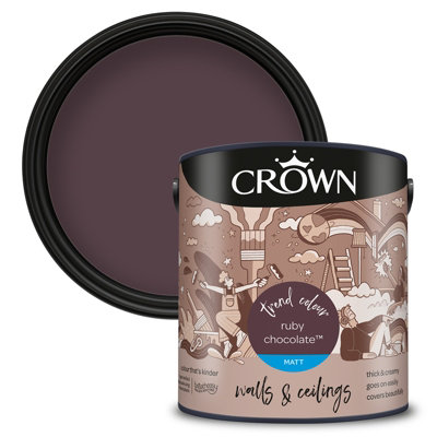 Crown Walls & Ceilings Matt Emulsion Paint Ruby Chocolate - 2.5L