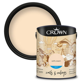 Crown Walls & Ceilings Matt Emulsion Paint Soft Cream - 5L