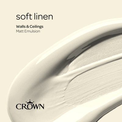 Crown Walls & Ceilings Matt Emulsion Paint Soft Linen - 5L