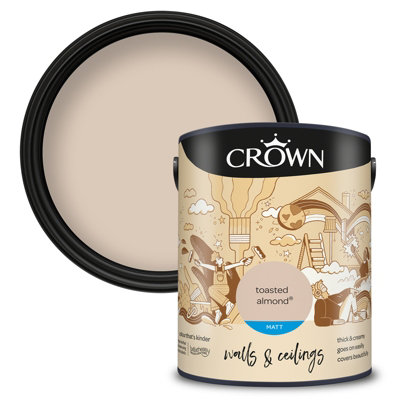 Crown Walls & Ceilings Matt Emulsion Paint Toasted Almond - 5L