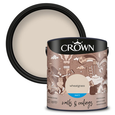 Crown Walls & Ceilings Matt Emulsion Paint Wheatgrass - 2.5L