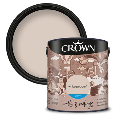 Crown Walls & Ceilings Matt Emulsion Paint White Pepper - 2.5L