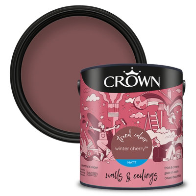 Crown Walls & Ceilings Matt Emulsion Paint Winter Cherry - 2.5L