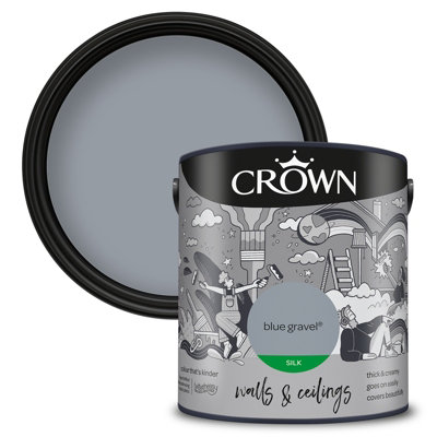 Crown Walls & Ceilings Silk Emulsion Paint Blue Gravel - 2.5L