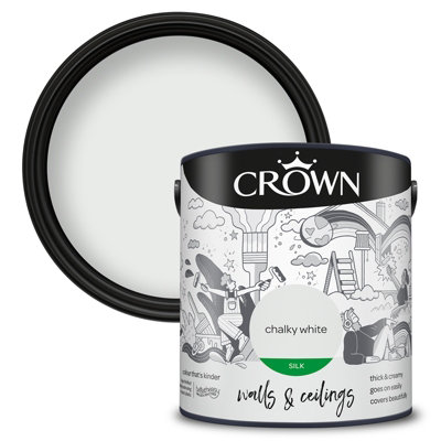 Buy Crown Walls & Ceilings Silk Emulsion Paint Chalky White - 2.5L at B&Q