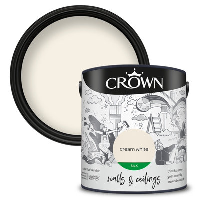 Crown Walls & Ceilings Silk Emulsion Paint Cream White - 2.5L