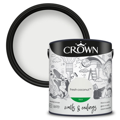 Crown Walls & Ceilings Silk Emulsion Paint Fresh Coconut - 2.5L