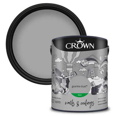 Crown Walls & Ceilings Silk Emulsion Paint Granite Dust - 5L