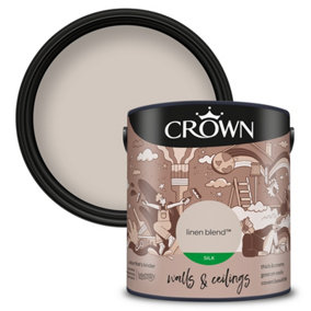 Crown Walls & Ceilings Silk Emulsion Paint Linen Blend - 2.5L