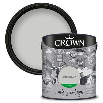 Crown Walls & Ceilings Silk Emulsion Paint Salt Spray - 2.5L