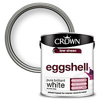 Crown Wood & Metal Eggshell Paint Pure Brilliant White - 2.5L