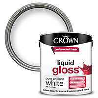 Crown Wood & Metal Liquid Gloss Paint Pure Brilliant White - 2.5L