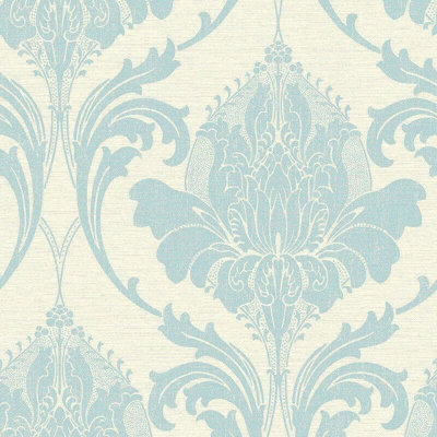 Crown Zahra Damask Duck Egg Quality Feature Designer Washable Wallpaper M1157