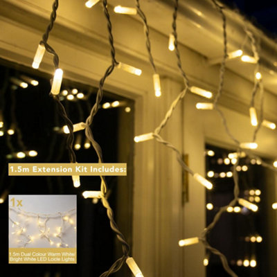 Crownvine 60 LED Dual Colour Warm / Bright White Icicle Lights 1.5m ...