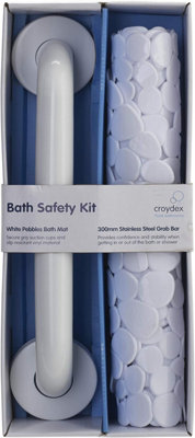 Croydex Bath Safety Kit White (Grab Bar and Bath Mat set) - 3