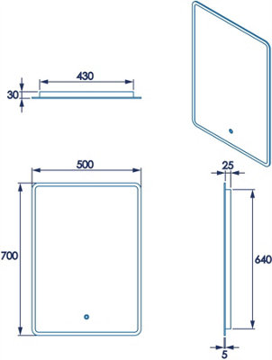 Croydex Bathroom Mirror LED Illuminated Modern Rectangular Lock IP44 500 x 700mm