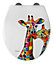 Croydex Francie & Josie Giraffe Soft Close Toilet Seat White/Multicoloured (One Size)
