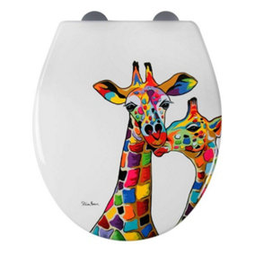 Croydex Francie & Josie Giraffe Soft Close Toilet Seat White/Multicoloured (One Size)