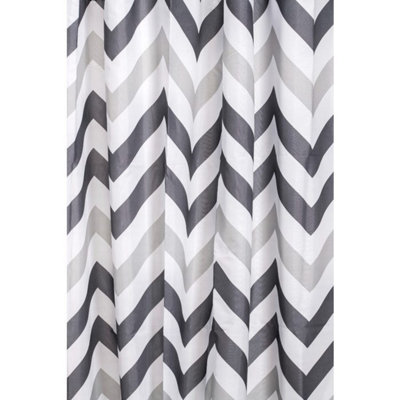 Croydex Grey Chevron Textile Shower Curtain