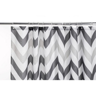 Croydex Grey Chevron Textile Shower Curtain