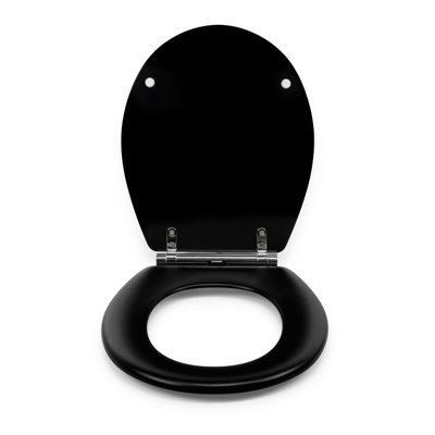Croydex Lene Black Wood Soft Close Toilet Seat with Flexi-Fix™ Hinges