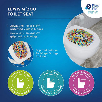 Croydex Lewis McZoo Flexi-Fix™ Toilet Seat-Steven Brown - 3