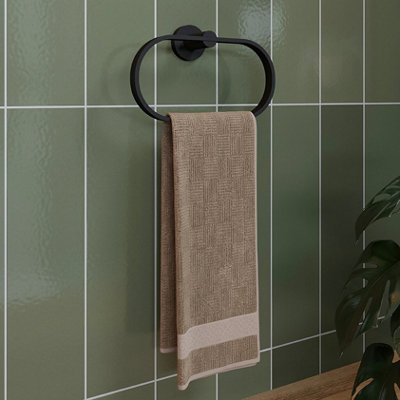 Croydex Metra Towel Ring Black
