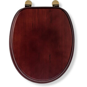 Croydex Solid Wood Mahogany Effect Toilet Seat with Brass Hinges