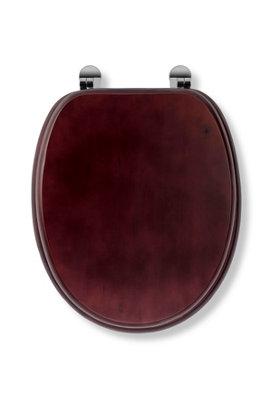 Croydex Solid Wood Mahogany Effect Toilet Seat with Chrome Hinges