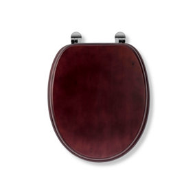 Croydex Solid Wood Mahogany Effect Toilet Seat with Chrome Hinges