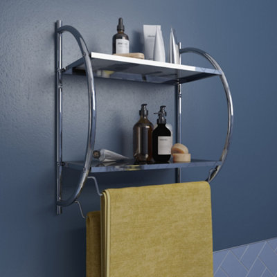 Croydex Wall Mounted Curved Shelfing Unit & Towel Rack