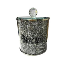 Crushed Crystal Diamond Silver Biscuit Jar