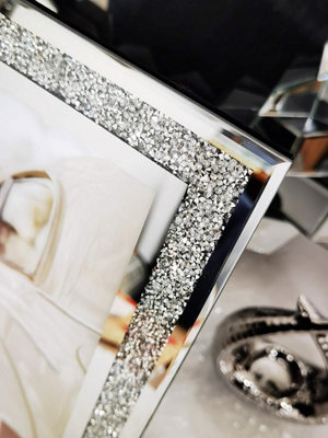 Crushed Crystal Photo Frame Jewel Mirror Silver Diamante Picture Frame M