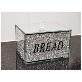 Crushed Diamond Crystal Filled Bread Bin In Silver Storage Jar