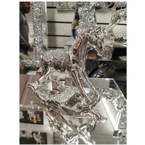 Crushed Diamond Rocking Horse Ceramic Ornaments Sparkle